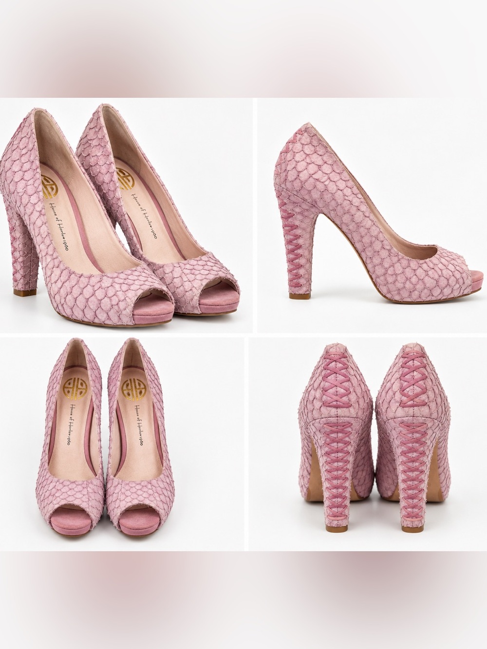 House of Harlow 1960 "Pearl" Lilac Snakeskin Platform Heels 37.5 NWOT